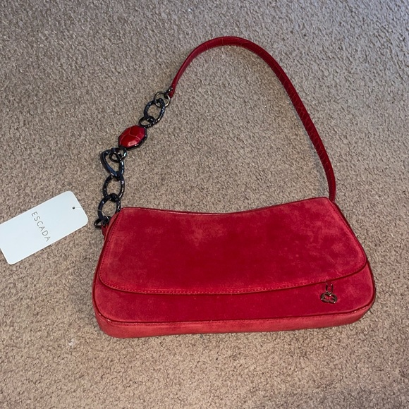 Escada Handbags - ESCADA red suede shoulder bag